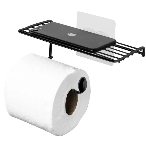 Encontraproduto.com.br - Papeleira com Suporte para Celular com Adesivo Preta Utimil