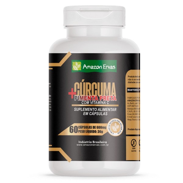 Encontraproduto.com.br - Cúrcuma+ Pimenta Preta Com Vitamina C 60 Cápsulas Amazon Ervas