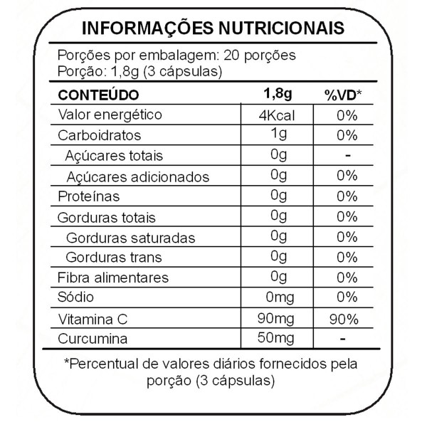 Encontraproduto.com.br - Cúrcuma+ Pimenta Preta Com Vitamina C 60 Cápsulas Amazon Ervas