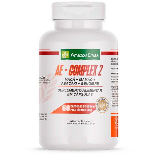 Encontraproduto.com.br - Suplemento Alimentar Complex 2 - Maçã Mamão Abacaxi e Gengibre 60 Cápsulas Amazon Ervas 500mg