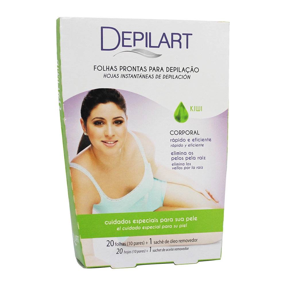 Folhas Prontas Para Depilação Kiwi 20 Folhas Corporal Depilart