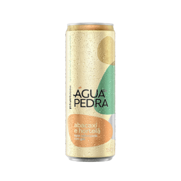 Encontraproduto.com.br - Água Gaseificada Da Pedra Sabor Abacaxi E Hortelã Lata 350ml