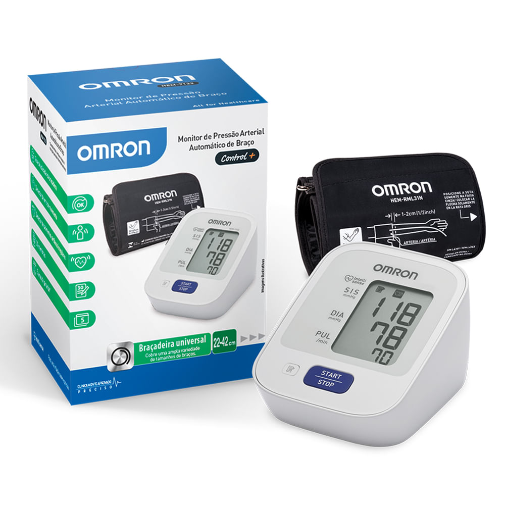 Encontraproduto.com.br - Monitor de Pressão Arterial Omron Automático de Braço HEM-7122