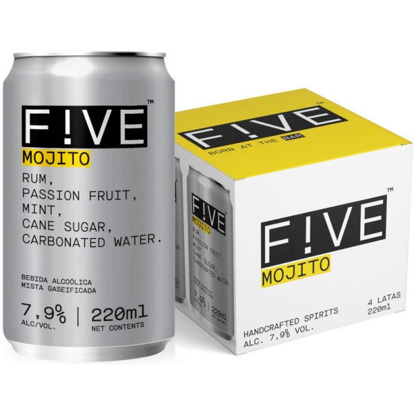 Encontraproduto.com.br - Bebida Mista Alcoólica Mojito Maracujá Five Drinks Lata 220ml