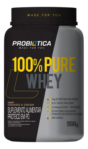 Encontraproduto.com.br - Pure Whey Probiótica Pó Sabor Morango com 900g