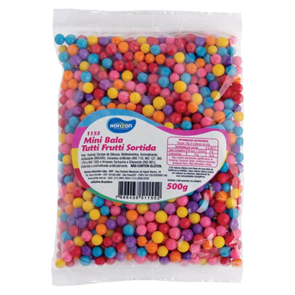 Encontraproduto.com.br - Mini Bala Colorida Tutti Frutti 500g - Horizon
