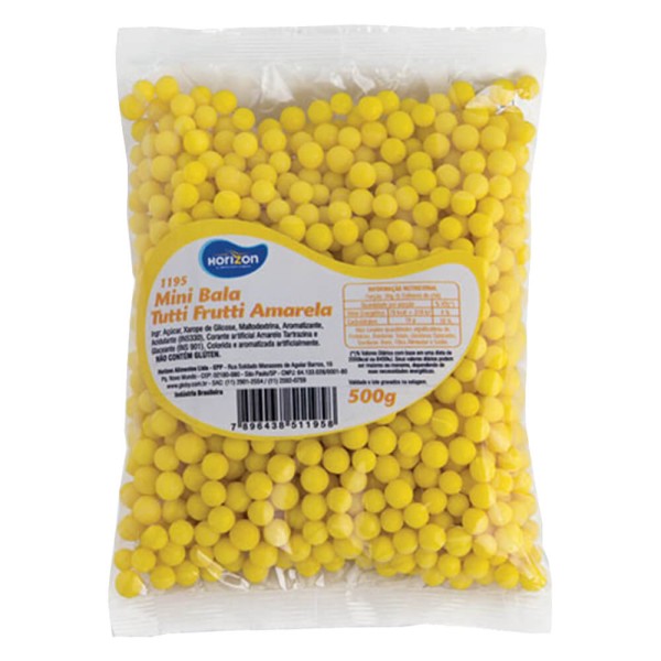 Mini Bala Amarela Tutti Frutti 500g - Horizon