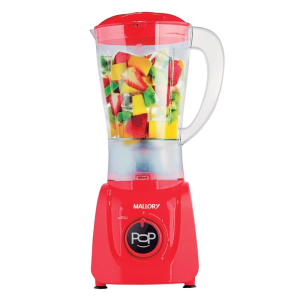 Encontraproduto.com.br - Liquidificador Mallory Tornado Pop Vermelho 3 Velocidades E Pulsar