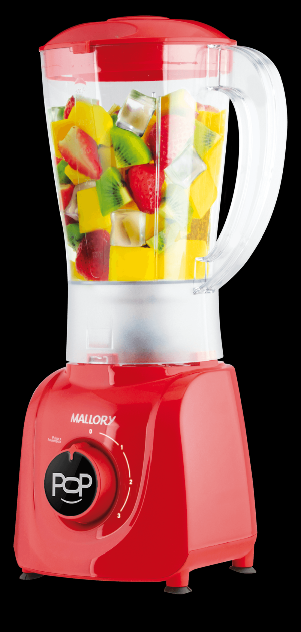 Encontraproduto.com.br - Liquidificador Mallory Tornado Pop Vermelho 3 Velocidades E Pulsar