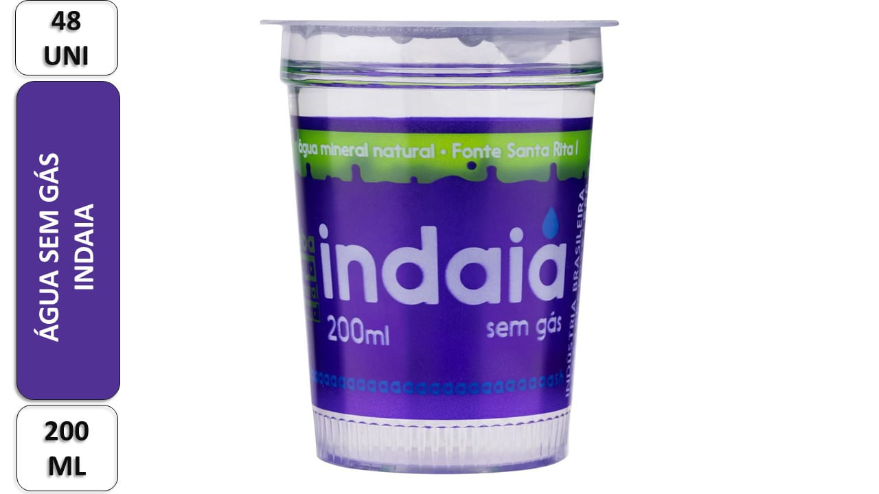 Encontraproduto.com.br - Água sem Gás Indaiá Pack 48 Copos 200ml Cada