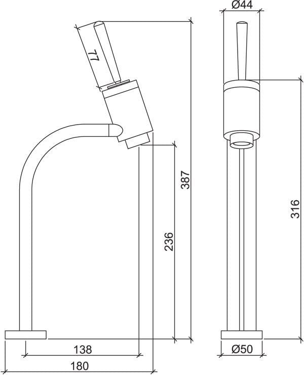 Encontraproduto.com.br - Monocomando para lavatório Swan 2877 C42 bica alta Lorenzetti