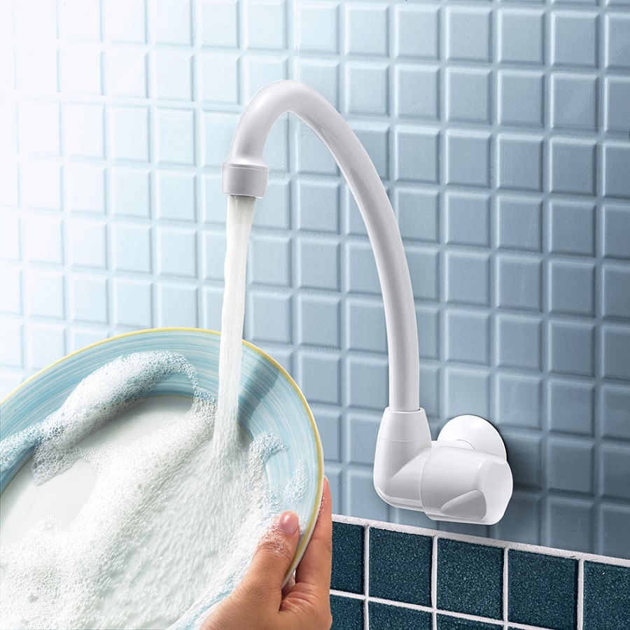 Encontraproduto.com.br - Torneira Para Cozinha De Parede Bica Móvel 1168 F27 Branca Fatti Lorenzetti