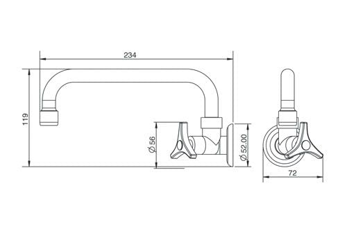 Encontraproduto.com.br - Torneira Para Cozinha De Parede Bica Móvel 1164 C30 Way Lorenzetti