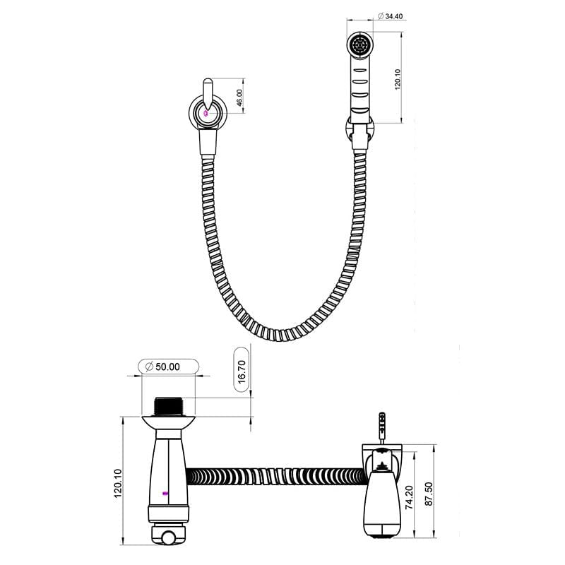 Encontraproduto.com.br - Ducha Higienica Bric Preta Com Cromada Com Flexivel 1,20mt Lorenzetti