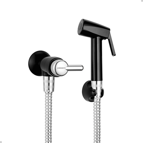 Encontraproduto.com.br - Ducha Higienica Bric Preta Com Cromada Com Flexivel 1,20mt Lorenzetti