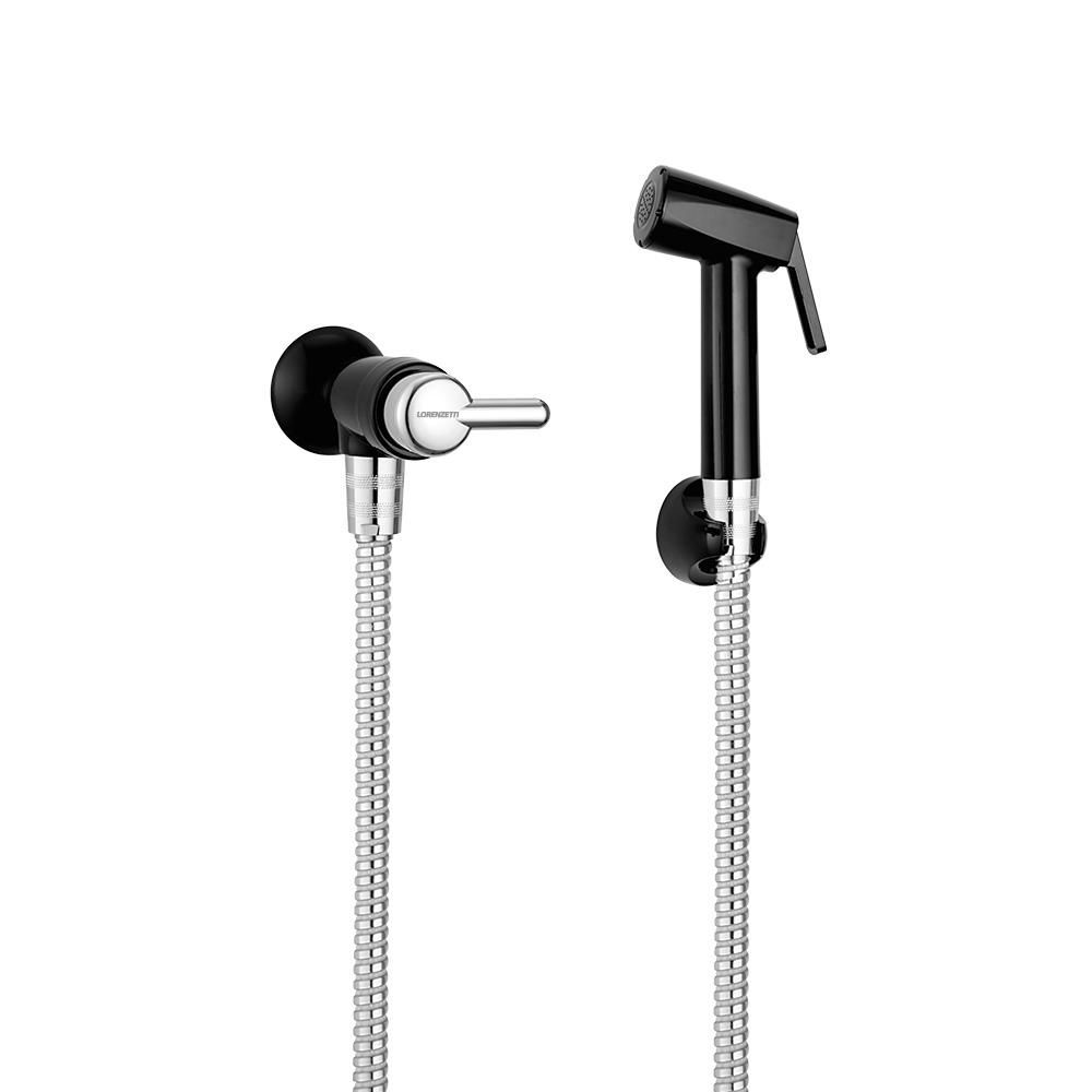 Encontraproduto.com.br - Ducha Higienica Bric Preta Com Cromada Com Flexivel 1,20mt Lorenzetti