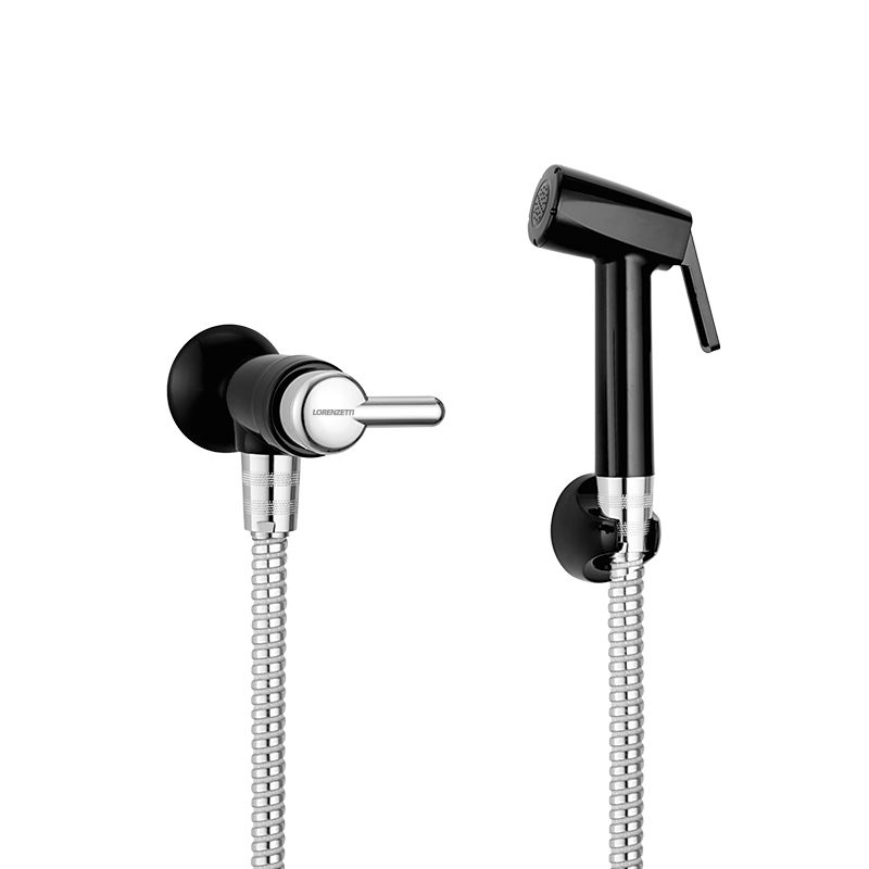 Encontraproduto.com.br - Ducha Higienica Bric Preta Com Cromada Com Flexivel 1,20mt Lorenzetti