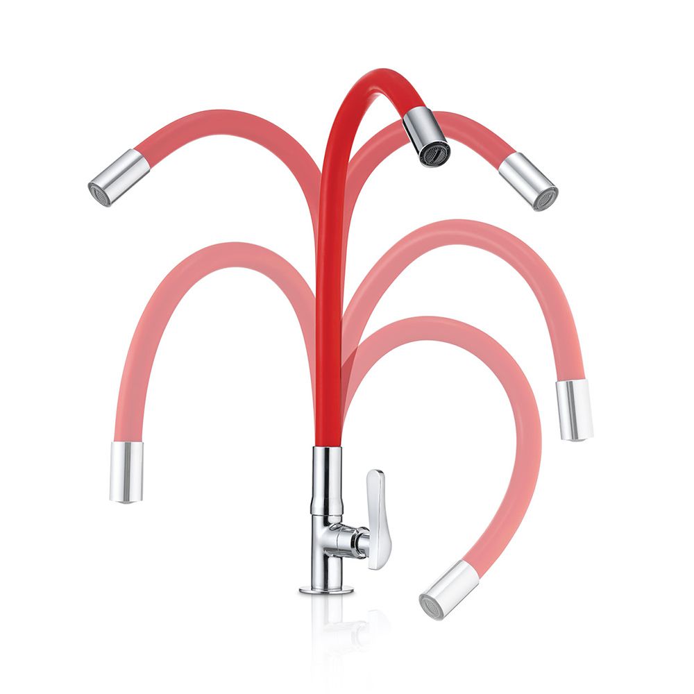 Encontraproduto.com.br - Torneira Para Cozinha De Parede Flex Vermelha Lorenzetti