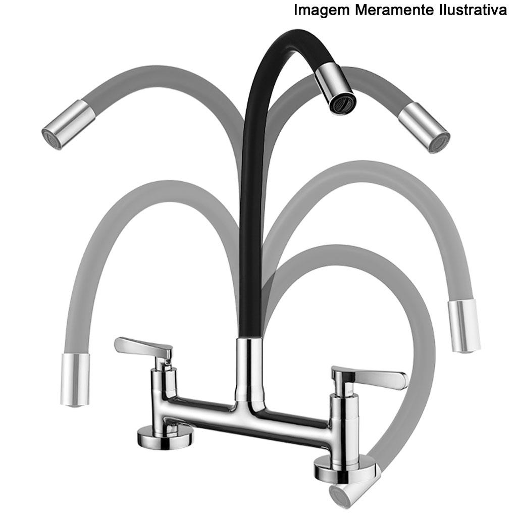 Encontraproduto.com.br - Torneira Misturador Lorenzetti LorenFlex 1258 B27 com Bica Móvel de Parede Preta