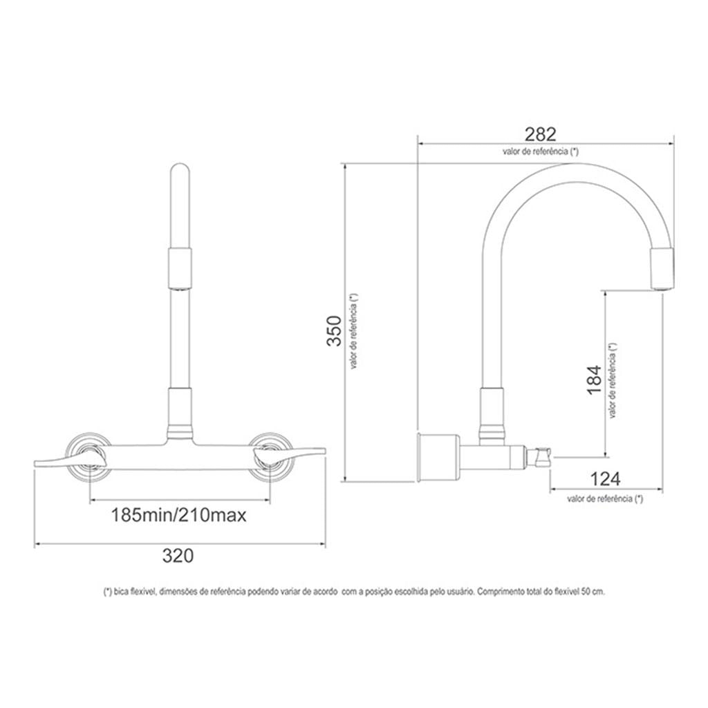 Encontraproduto.com.br - Torneira Misturador Lorenzetti LorenFlex 1258 B27 com Bica Móvel de Parede Preta