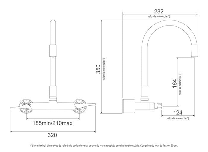 Encontraproduto.com.br - Torneira Misturador Lorenzetti LorenFlex 1258 B27 com Bica Móvel de Parede Preta