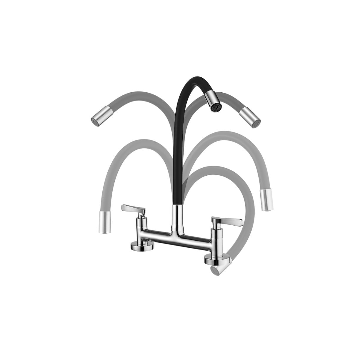 Encontraproduto.com.br - Torneira Misturador Lorenzetti LorenFlex 1258 B27 com Bica Móvel de Parede Preta