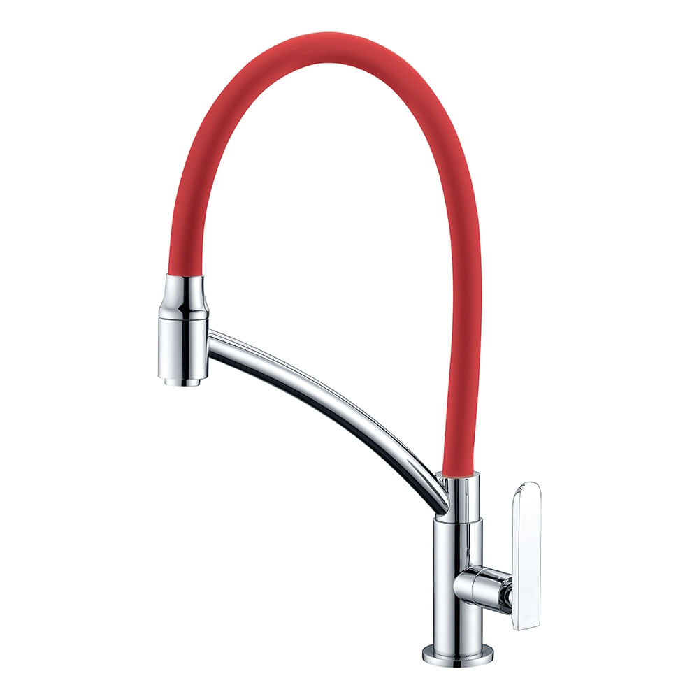 Encontraproduto.com.br - Torneira Lorenzetti Lorenchef 1167 R81 Com Bica Móvel De Bancada Vermelha