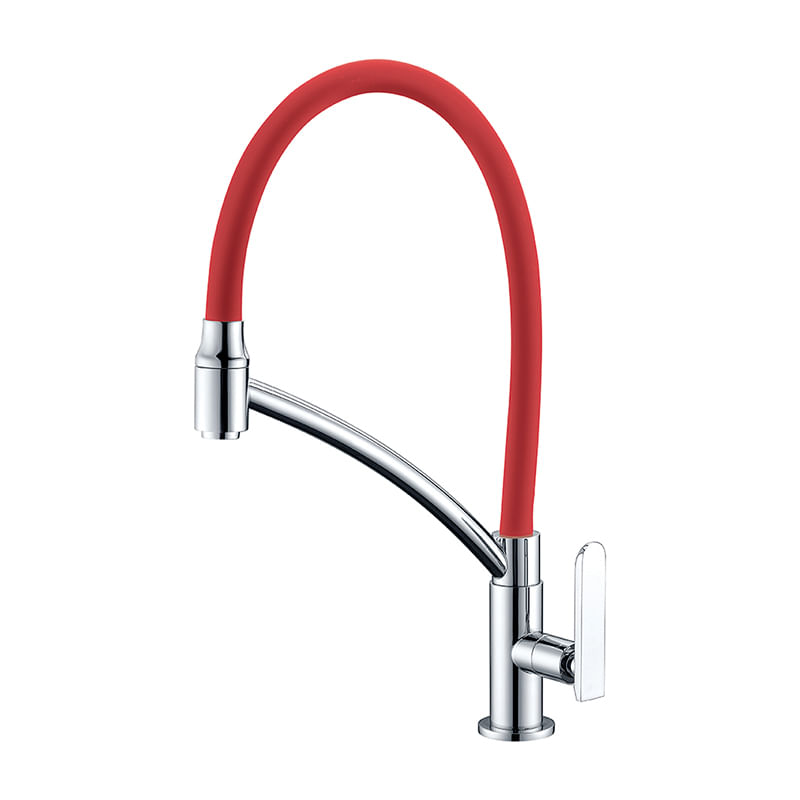 Encontraproduto.com.br - Torneira Lorenzetti Lorenchef 1167 R81 Com Bica Móvel De Bancada Vermelha