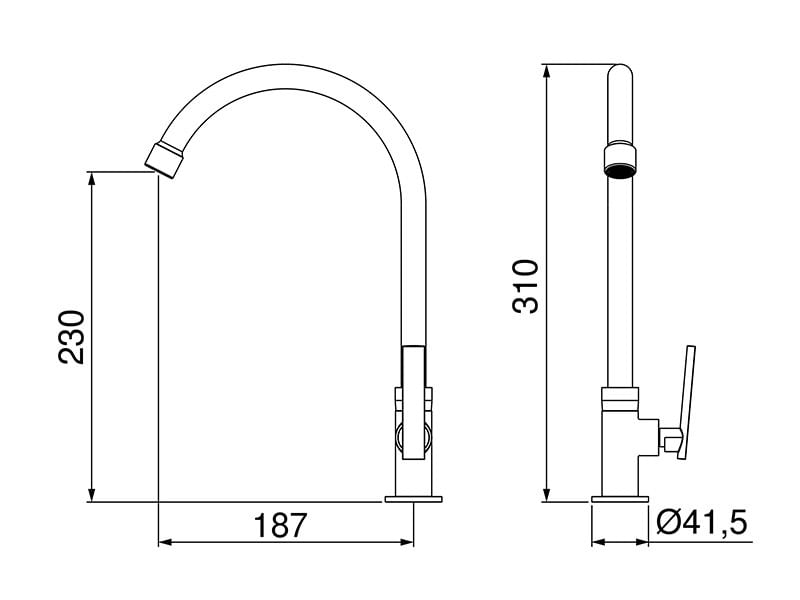 Encontraproduto.com.br - torneira para cozinha mesa bica movel studio 1167 b37 1/4 de volta lorenzetti