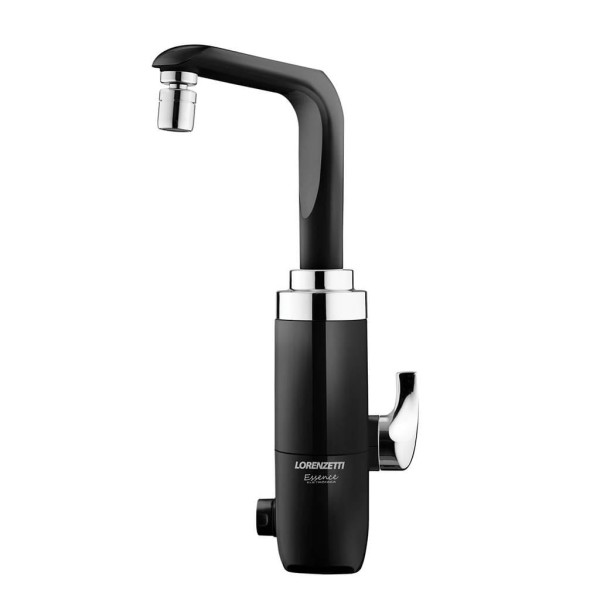 Encontraproduto.com.br - Torneira Eletrônica para Cozinha de Mesa de 5500w 220v Essence Preto com Cromado Lorenzetti