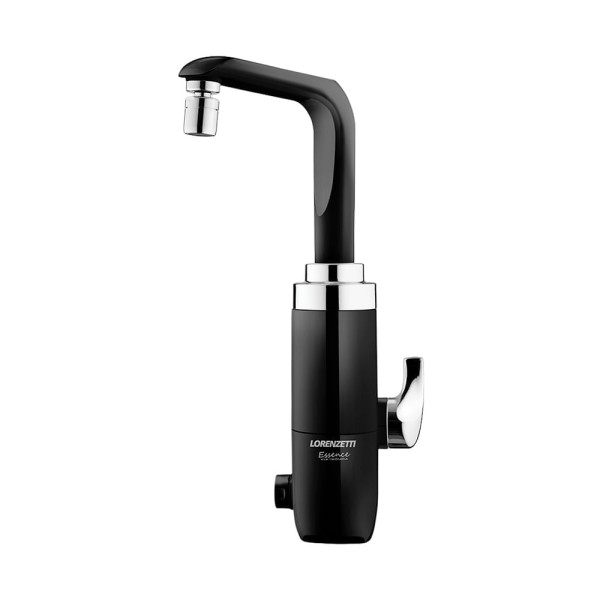 Encontraproduto.com.br - Torneira Eletrônica para Cozinha de Mesa de 5500w 220v Essence Preto com Cromado Lorenzetti