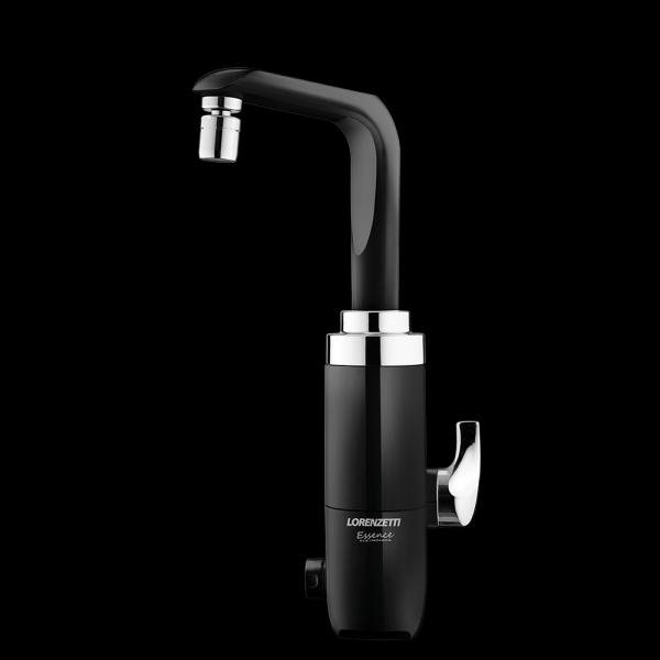 Encontraproduto.com.br - Torneira Eletrônica para Cozinha de Mesa de 5500w 220v Essence Preto com Cromado Lorenzetti