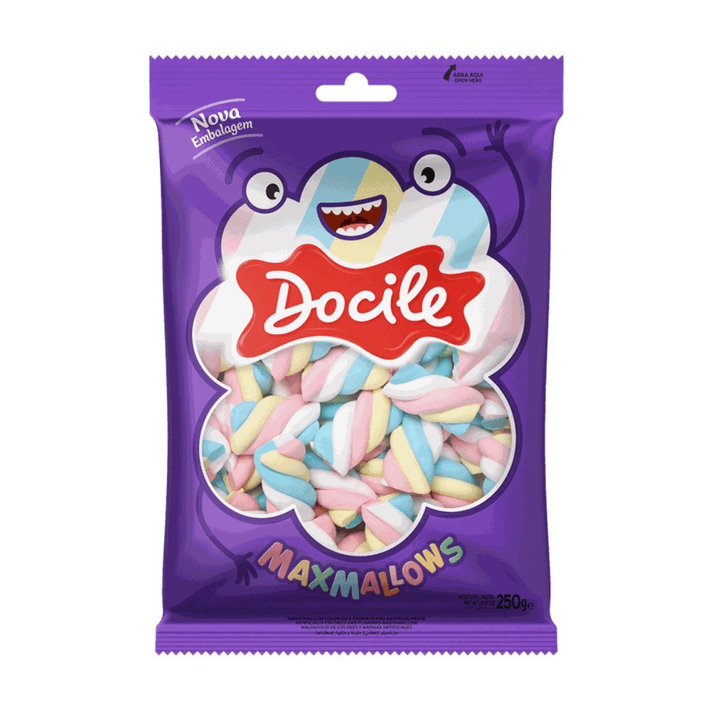Encontraproduto.com.br - Marshmallow Twist Color 1 Azul, Rosa, Amarelo e Branco 250g - Docile