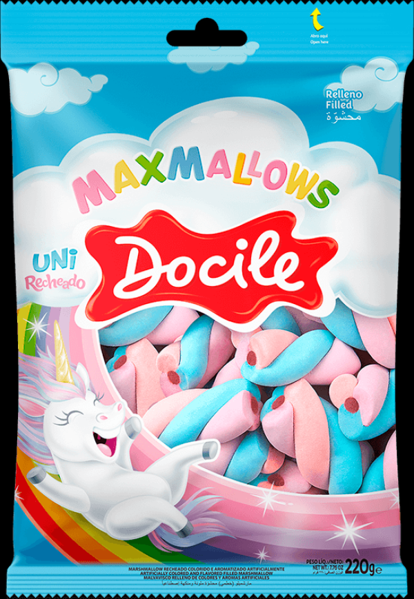 Encontraproduto.com.br - Marshmallow Recheado Twist Color Unicórnio 220g - Docile