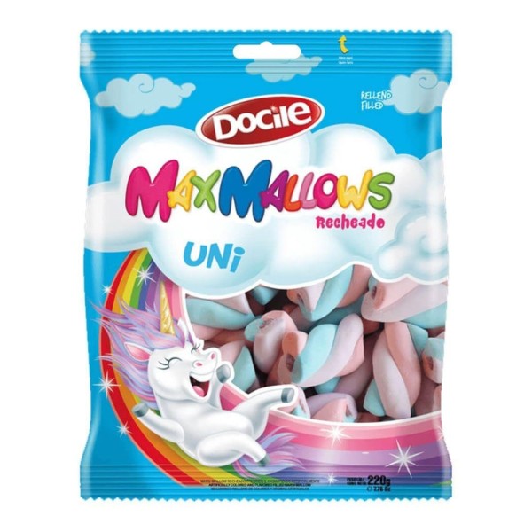 Encontraproduto.com.br - Marshmallow Recheado Twist Color Unicórnio 220g - Docile