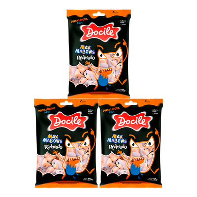 Maxmallows Recheado Docile Colorido Pinta Língua Azul 220g