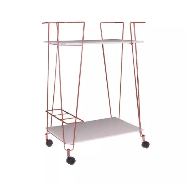 Encontraproduto.com.br - Carrinho Organizador Multiuso Metaltru em Aço e Madeira Cobre