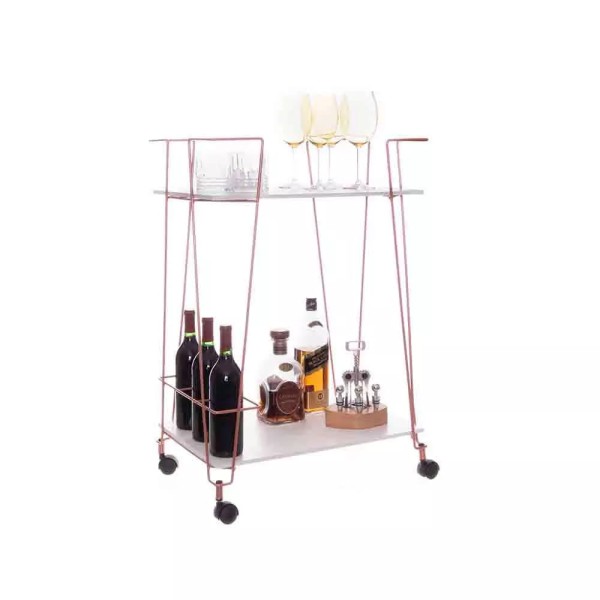 Encontraproduto.com.br - Carrinho Organizador Multiuso Metaltru em Aço e Madeira Cobre