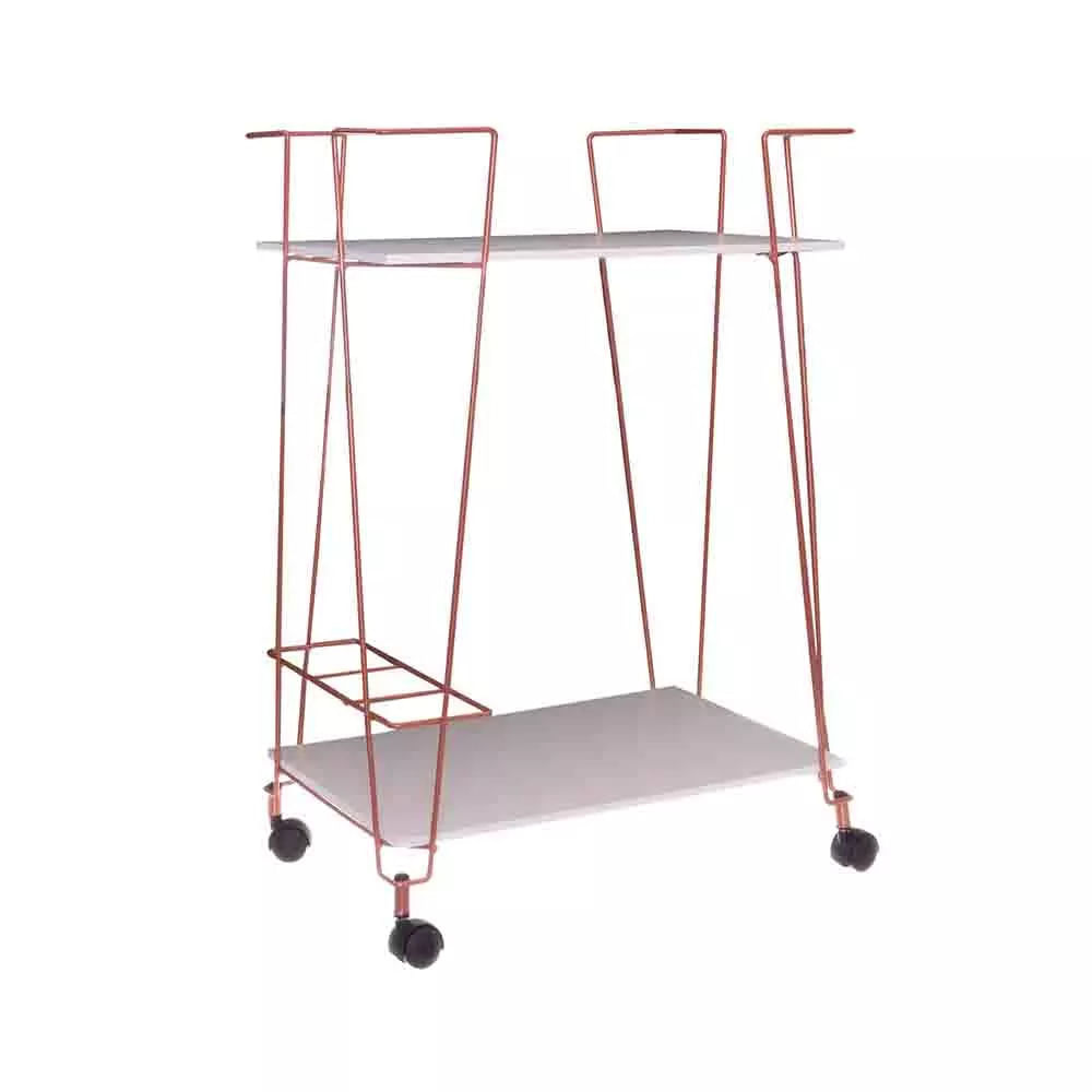 Encontraproduto.com.br - Carrinho Organizador Multiuso Metaltru em Aço e Madeira Cobre