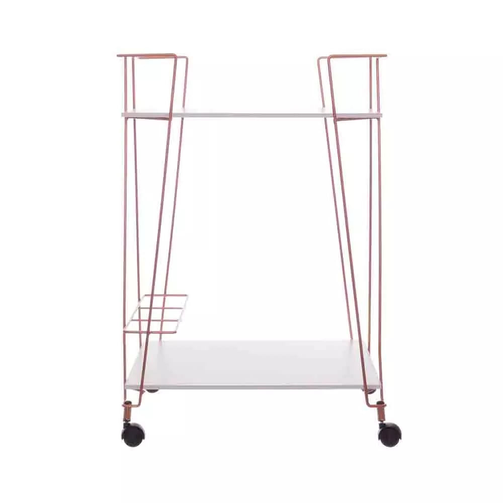 Encontraproduto.com.br - Carrinho Organizador Multiuso Metaltru em Aço e Madeira Cobre
