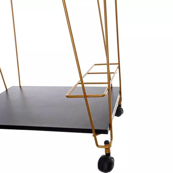 Encontraproduto.com.br - Carrinho Organizador Multiuso Metaltru em Aço e Madeira Dourado