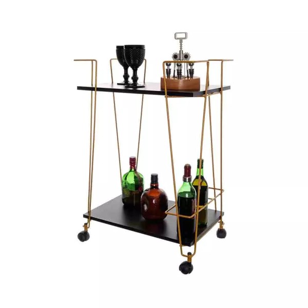 Encontraproduto.com.br - Carrinho Organizador Multiuso Metaltru em Aço e Madeira Dourado