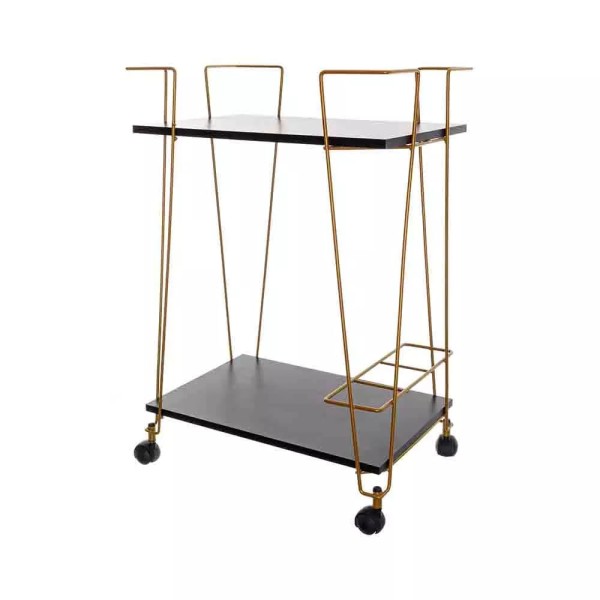 Encontraproduto.com.br - Carrinho Organizador Multiuso Metaltru em Aço e Madeira Dourado