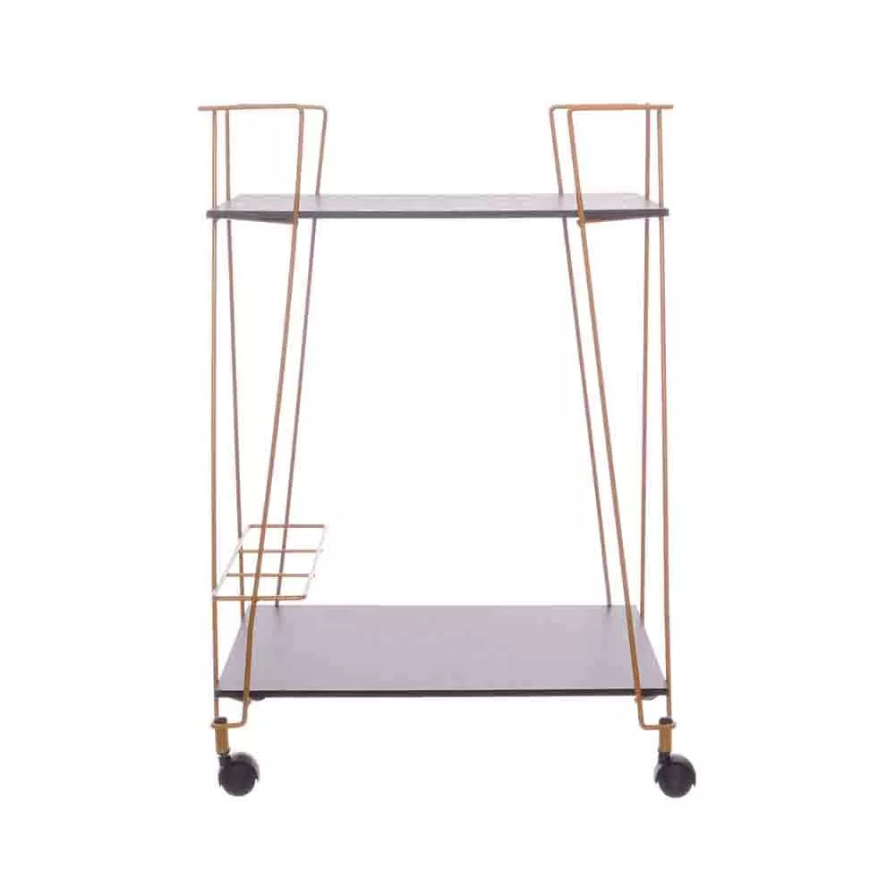 Encontraproduto.com.br - Carrinho Organizador Multiuso Metaltru em Aço e Madeira Dourado