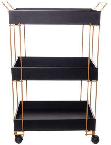 Encontraproduto.com.br - Carrinho de Bar 3 Andares Metaltru Multiuso Dourado e Preto