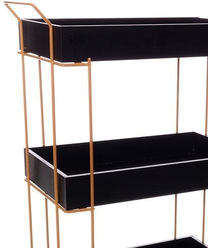 Encontraproduto.com.br - Carrinho de Bar 3 Andares Metaltru Multiuso Dourado e Preto