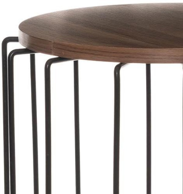 Encontraproduto.com.br - Mesa Lateral Redonda Metaltru Preto e Castanho Tannat