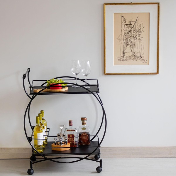 Encontraproduto.com.br - Carrinho de Bar 2 Andares Metaltru Multiuso Vintage Preto