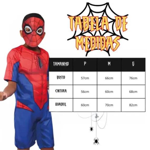 Encontraproduto.com.br - Fantasia Homem Aranha Básica P BBRA 7304