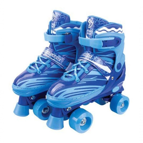 Patins Roller Ajustável Fênix Modelo Rl-03a Tamanho 38-41 Azul Com Luzes
